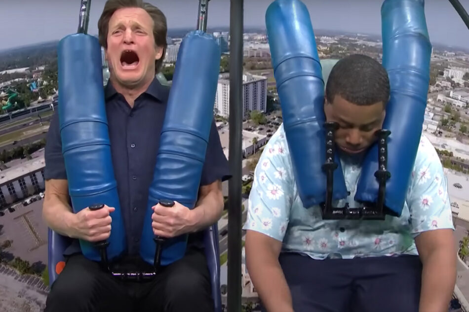Watch host Woody Harrelson have the ride of his life in hilarious ‘SNL’ theme park sketch