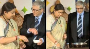 Union Minister Smriti Irani teaches Bill Gates how to cook ‘superfood khichdi’ at Gates Foundation event
