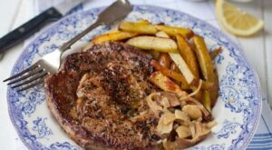 Ultimate steak and chips with a rich mushroom sauce