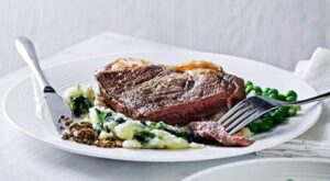 Sirloin steak with potato, kale and celeriac mash