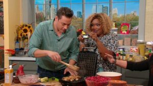 Jeff Mauro’s Stuffing Waffles with Cranberry Sauce | Recipe | Waffles, Jeff mauro, Thanksgiving leftover recipes