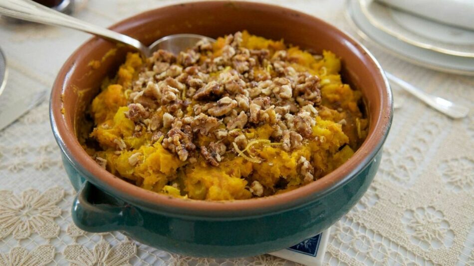 Thanksgiving recipe: Smashed squash and sweet potato with candied walnuts and lemon zest