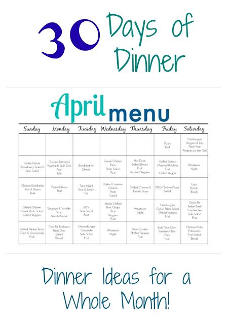 April Meal Plan for Families (Free Printable) – The Chirping Moms | Family meal planning, Meal planning printable, Weekly meal plan family