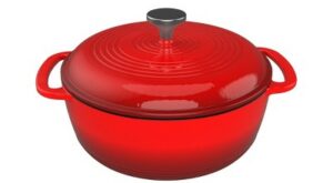 Dutch Oven Pot with Lid – 6Qt Enameled Cast Iron Cookware for Oven or Stovetop Use – Cook Soups, Stews, Chicken, or Pot Roast by Classic Cuisine (Red)