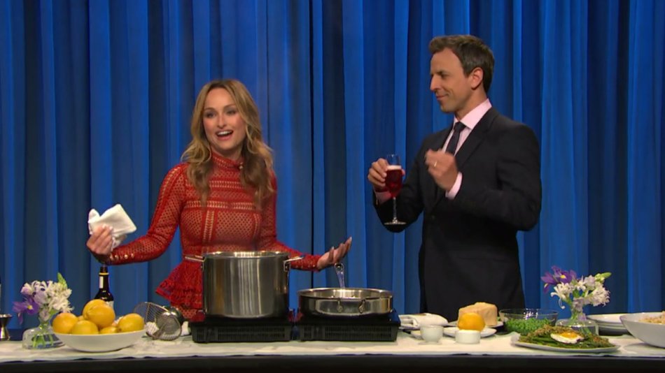 Watch Giada de Laurentiis Whip Up Cocktails and Pasta With Seth Meyers