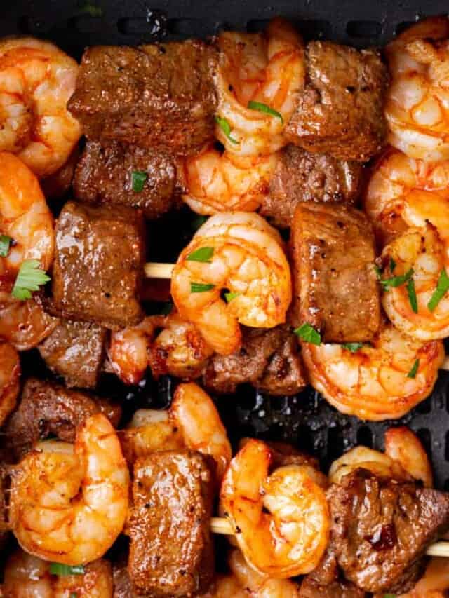 Easy Steak And Shrimp Kabobs in the Air Fryer