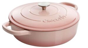 Crock-Pot Artisan 5 qt. Blush Pink Round Enameled Cast Iron Braiser Pan with Self Basting Lid 985117488M – The Home Depot