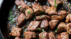 Skillet Steak Bites Recipe with Garlic Butter Steak Tips| Best Recipe Box