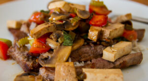 Easy Steak, Vegetable and Tofu Stirfry | not too sweet