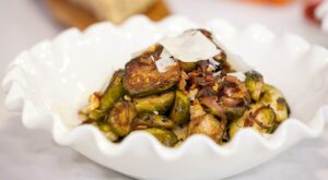 Sauteed brussels sprouts with bacon and walnuts this Thanksgiving