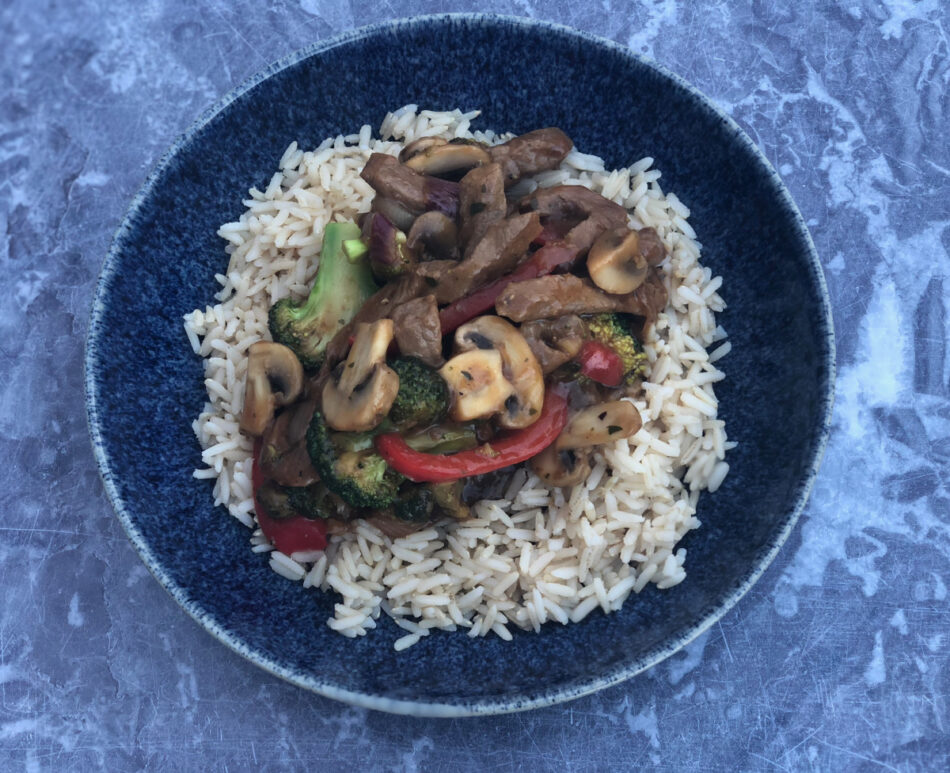 Beef and Vegetable Stir Fry with a Sweet and Spicy Sauce