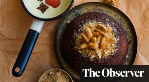 Nigel Slater’s steamed chocolate pudding, praline and spiced cream recipe