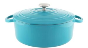 Chantal 7 qt. Round Enameled Cast Iron Dutch Oven in Sea Blue with Lid TC32-280 BA – The Home Depot