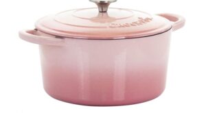 Crock-Pot Artisan 5 qt. 2-Piece Enameled Cast Iron Dutch Oven in Blush Pink 985117454M – The Home Depot