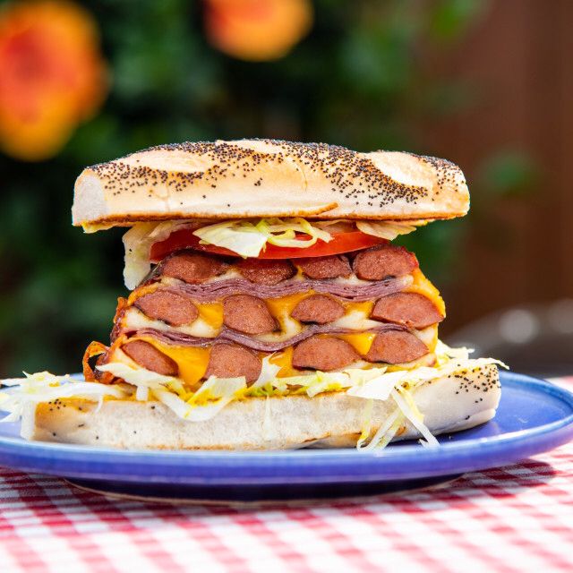 Grilled Triple-Decker Hot Dog Sandwich | Recipe | Food network recipes, Hot dogs, Sandwiches