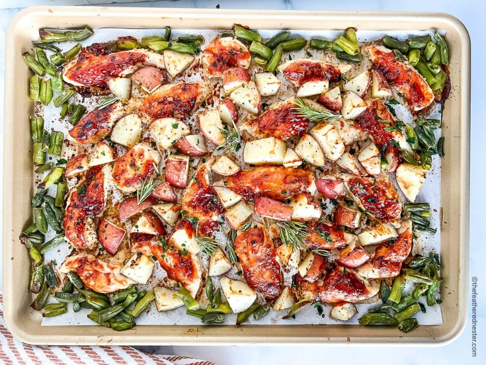 BBQ Chicken Tenders Sheet Pan Dinner – The Feathered Nester