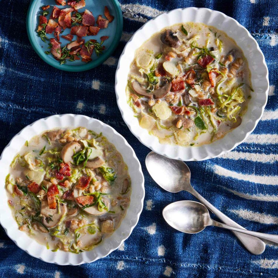 Brussels Sprout & Farro Soup with Bacon – EatingWell