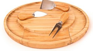 BergHOFF Bamboo 4Pc Multi-level Cheese Board Set, Stainless Steel Cheese Knives, 13×1.5″ – Target