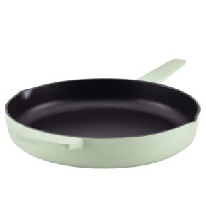 KitchenAid 12 in. Enameled Cast Iron Cast Iron Frying Pan in Pistachio 48553 – The Home Depot