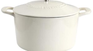 MARTHA STEWART 7 qt. Round Off-White Cream Enameled Cast Iron Dutch Oven with Lid 985117930M – The Home Depot