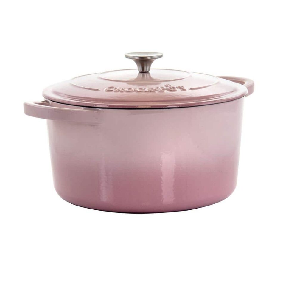 Crock-Pot Artisan 7 qt. Enameled Cast Iron Dutch Oven in Blush Pink 985118099M – The Home Depot