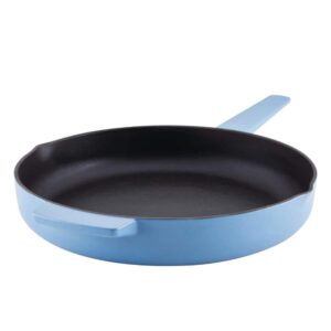 KitchenAid 12 in. Enameled Cast Iron Cast Iron Frying Pan in Blue Velvet 48532 – The Home Depot