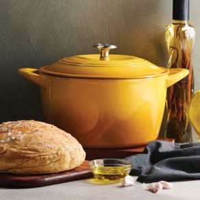 7 Qt Enameled Cast Iron Covered Tall Round Dutch Oven – Sunrise