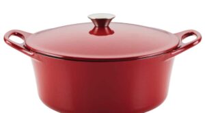 Rachael Ray 5 qt. Round Red Enameled Cast Iron Dutch Oven with Lid 48323 – The Home Depot