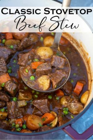 Tender chunks of beef, vibrant veggies, and creamy potatoes all cook together in a deliciously seasoned sau… | Homemade beef stew, Easy beef stew, Stew meat recipes