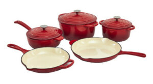 8 PC Enameled Cast Iron Cookware Set – Red