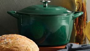 7 Qt Enameled Cast Iron Covered Tall Round Dutch Oven – Basil