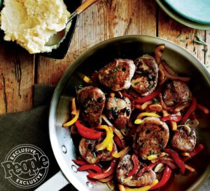 Pork Tenderloin with Red & Yellow Peppers Recipe