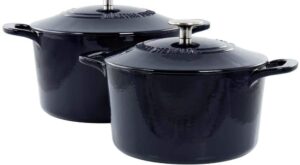 MARTHA STEWART 2-Piece 7-qt. and 5-qt. Enameled Cast Iron Dutch Oven Set with lid in Navy 985119111M – The Home Depot