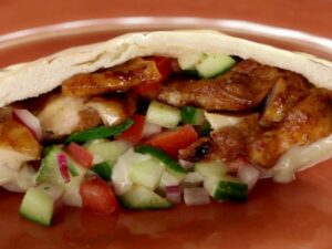 Chicken Shawarma with Tomato Cucumber Relish and Tahini Sauce | Recipe | Food network recipes, Recipes, Food