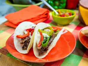 Grilled Prime Cheesesteak Tacos (Dishes for Dad) – Jeff Mauro, “The Kitchen” on the Food Network.