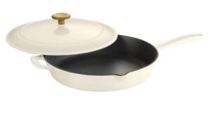 Tramontina Gourmet 12 in. Enameled Cast Iron Skillet in Latte with Lid 80131/082DS – The Home Depot