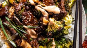 Sheet Pan Spicy Ginger Sesame Beef and Broccoli.