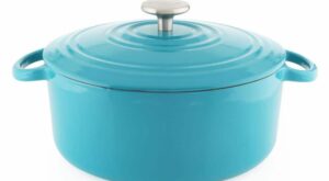 Chantal 5 qt. Round Enameled Cast Iron Dutch Oven in Sea Blue with Lid TC32-260 BA – The Home Depot