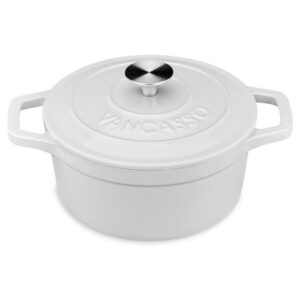 vancasso 2 qt. Round Enameled Cast Iron Dutch Oven in Cream with Lid VS-ZTR-20-CW – The Home Depot