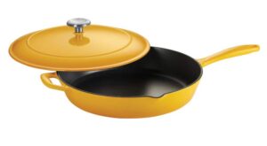 Tramontina Gourmet 12 in. Enameled Cast Iron Skillet in Sunrise Yellow with Lid 80131/083DS – The Home Depot