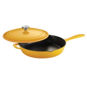 Tramontina Gourmet 12 in. Enameled Cast Iron Skillet in Sunrise Yellow with Lid 80131/083DS – The Home Depot
