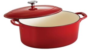 Tramontina Gourmet 7 qt. Oval Enameled Cast Iron Dutch Oven in Gradated Red with Lid 80131/052DS – The Home Depot