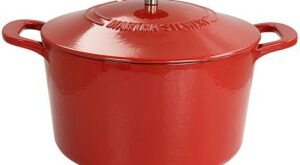 Martha Stewart Enameled Cast Iron 7-Quart Dutch Oven with Lid in Red – 20587334 | HSN