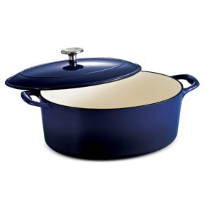 Tramontina Gourmet 7 qt. Oval Enameled Cast Iron Dutch Oven in Gradated Cobalt with Lid 80131/078DS – The Home Depot