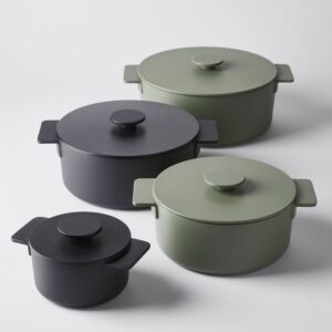 Serax Surface Enameled Cast Iron Dutch Oven, Green or Black, 4 Sizes