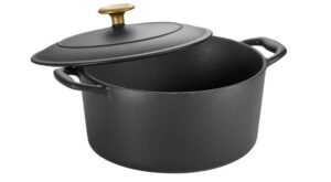 Tramontina Gourmet 5.5 qt. Round Enameled Cast Iron Dutch Oven in Matte Black with Lid 80131/084DS – The Home Depot