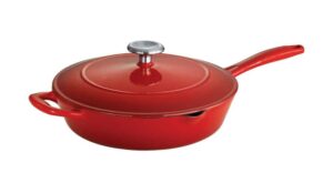 Tramontina Gourmet 10 in. Enameled Cast Iron Skillet in Gradated Red with Lid 80131/057DS – The Home Depot
