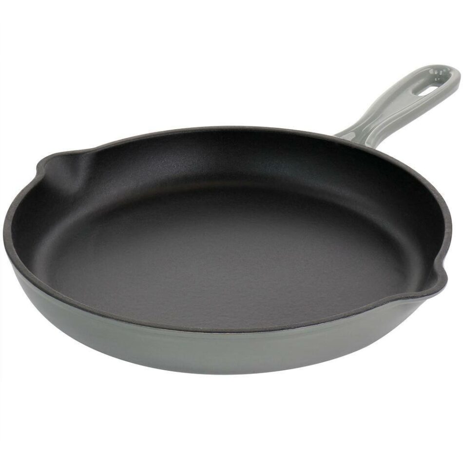 MegaChef Round 10 .25 in. Enameled Cast Iron Skillet in Gray 985117845M – The Home Depot