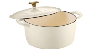 Tramontina Gourmet 5.5 qt. Round Enameled Cast Iron Dutch Oven in Latte with Lid 80131/085DS – The Home Depot