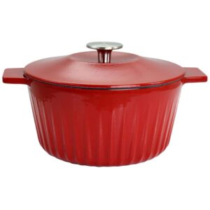 MARTHA STEWART 5 qt. Enameled Cast Iron Round Dutch Oven in Red with Lid 985118775M – The Home Depot
